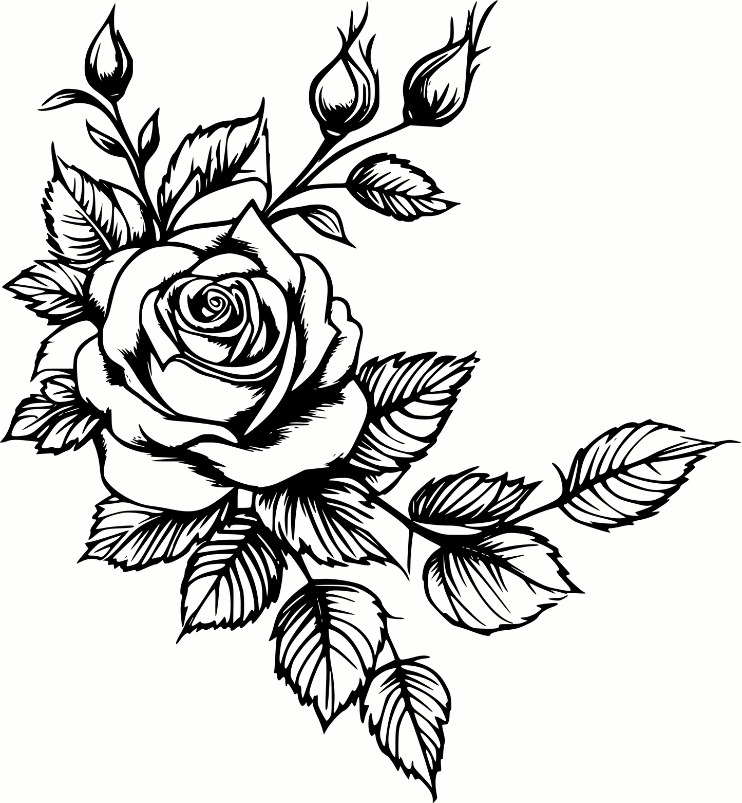 Rose SVG with Leaves