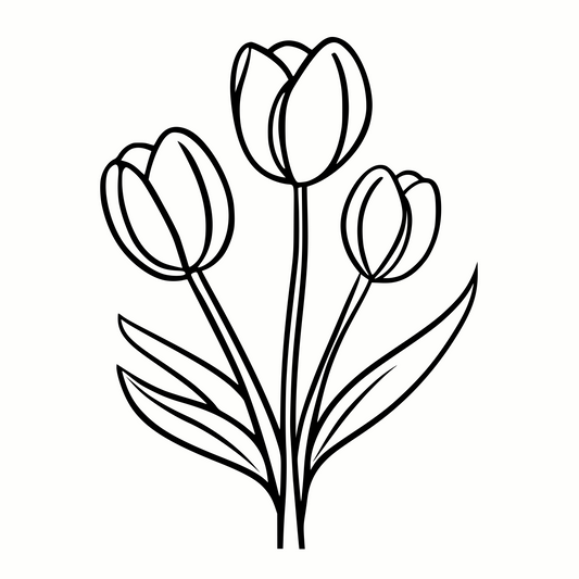 Cute Bouquet of Spring Tulips SVG & PNG