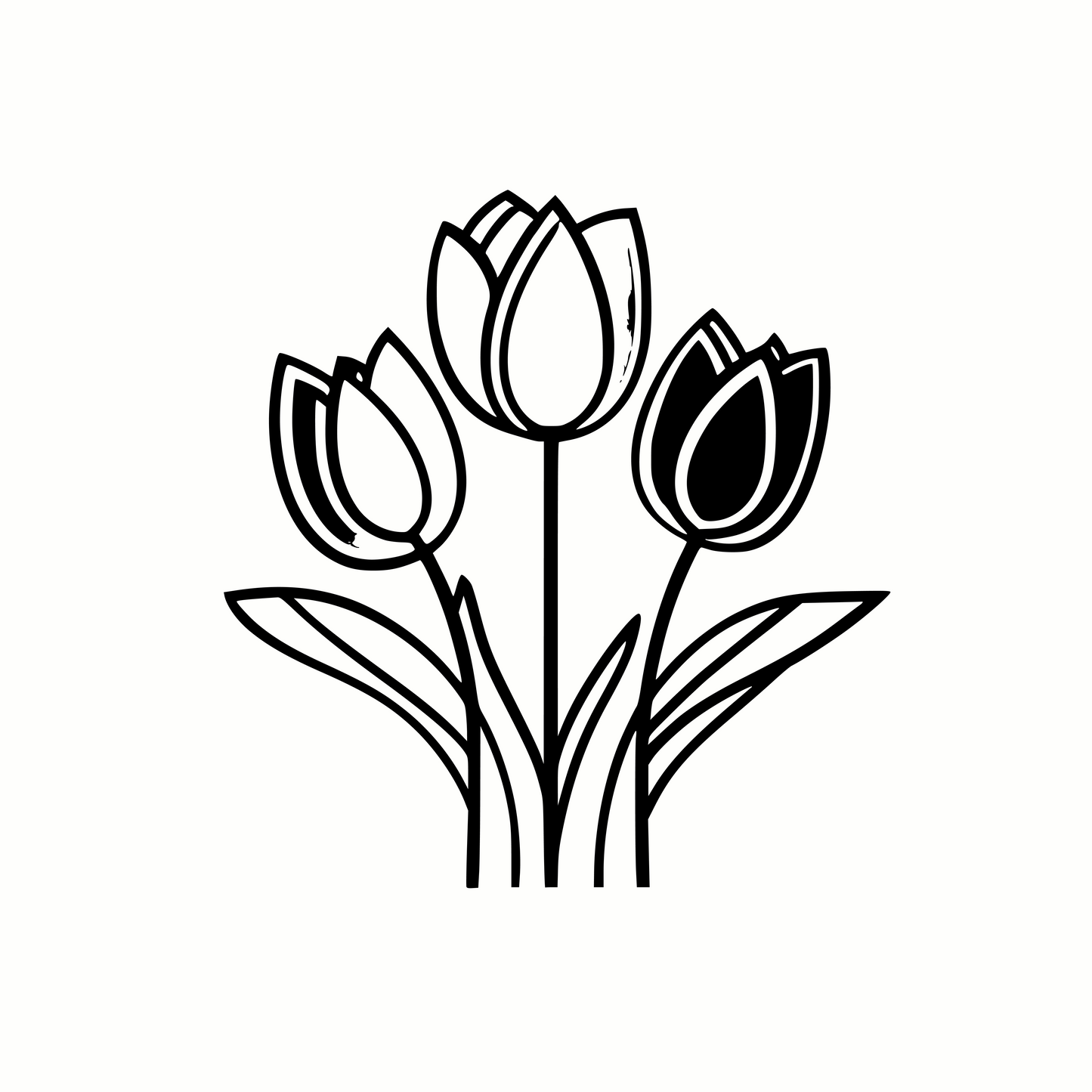 Beautiful Bouquet of Unique Spring Tulips SVG & PNG